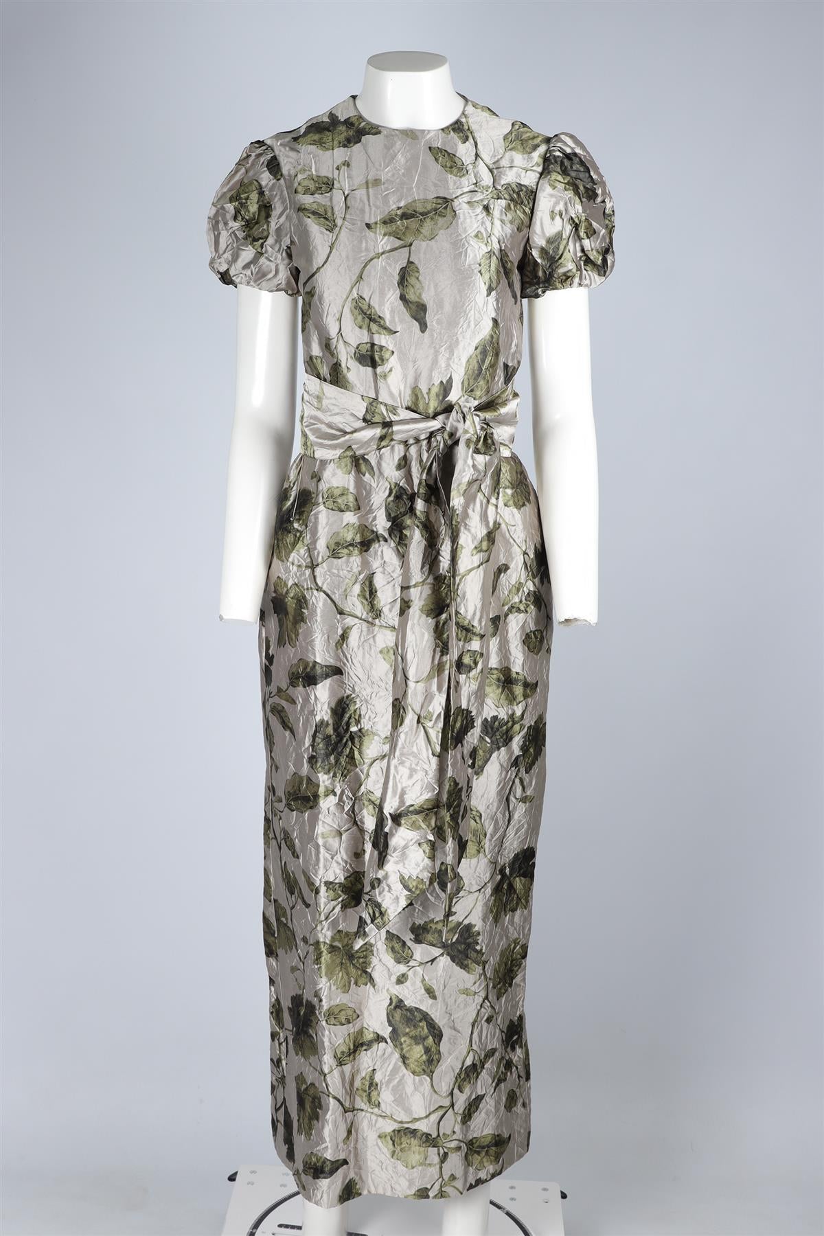 ERDEM GREY SATIN MAXI DRESS UK 8
