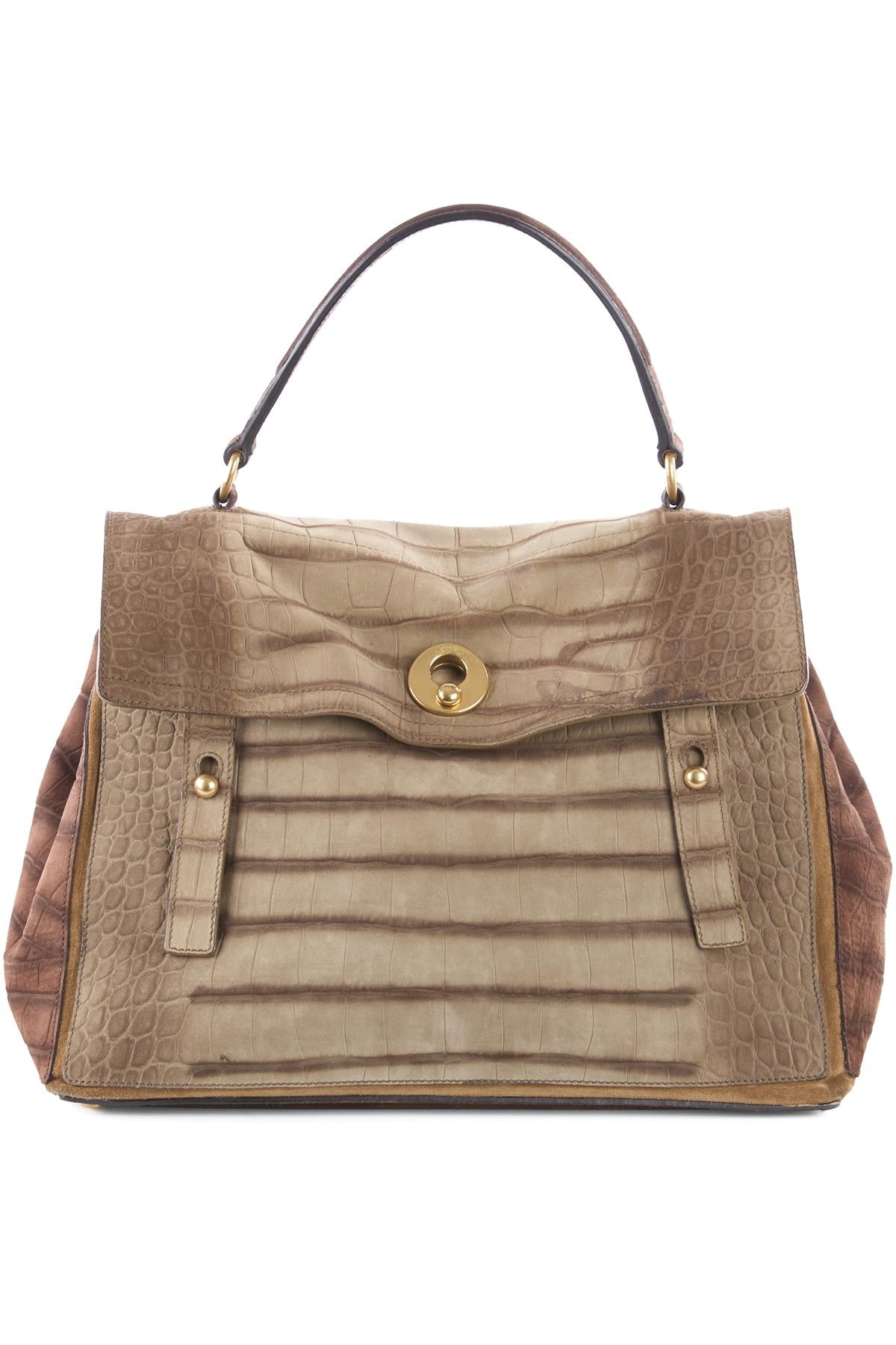 YVES SAINT LAURENT BROWN MUSE TWO SUEDE TOTE BAG