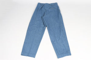 KING & TUCKFIELD BLUE MEN'S COTTON STRAIGHT LEG PANTS MEDIUM