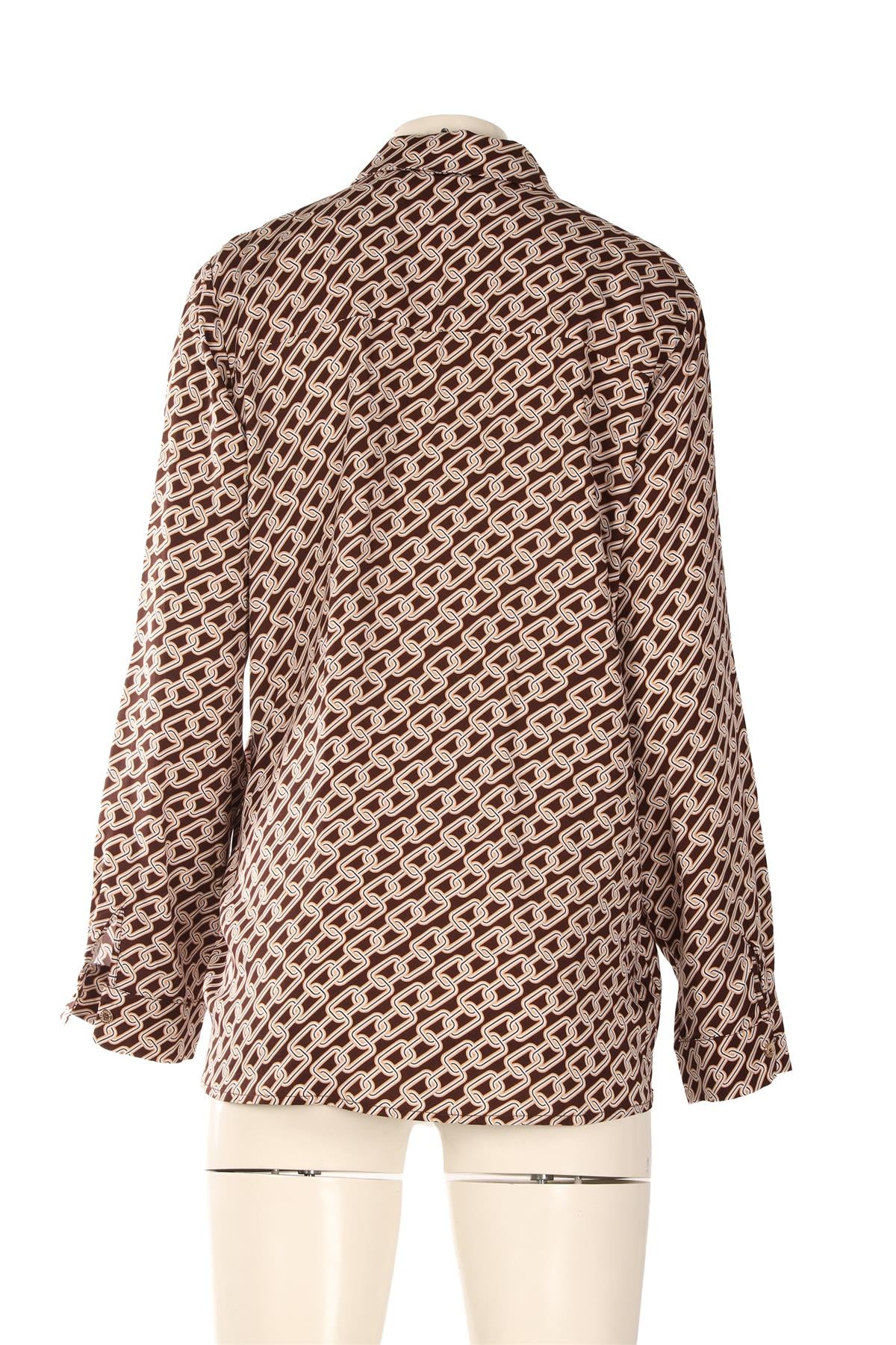 MELISSA ODABASH BROWN SATIN SHIRT MEDIUM