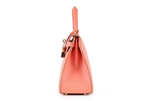 HERMÈS PINK 2014 KELLY SELLIER 28 CM EPSOM LEATHER BAG IN FLAMINGO