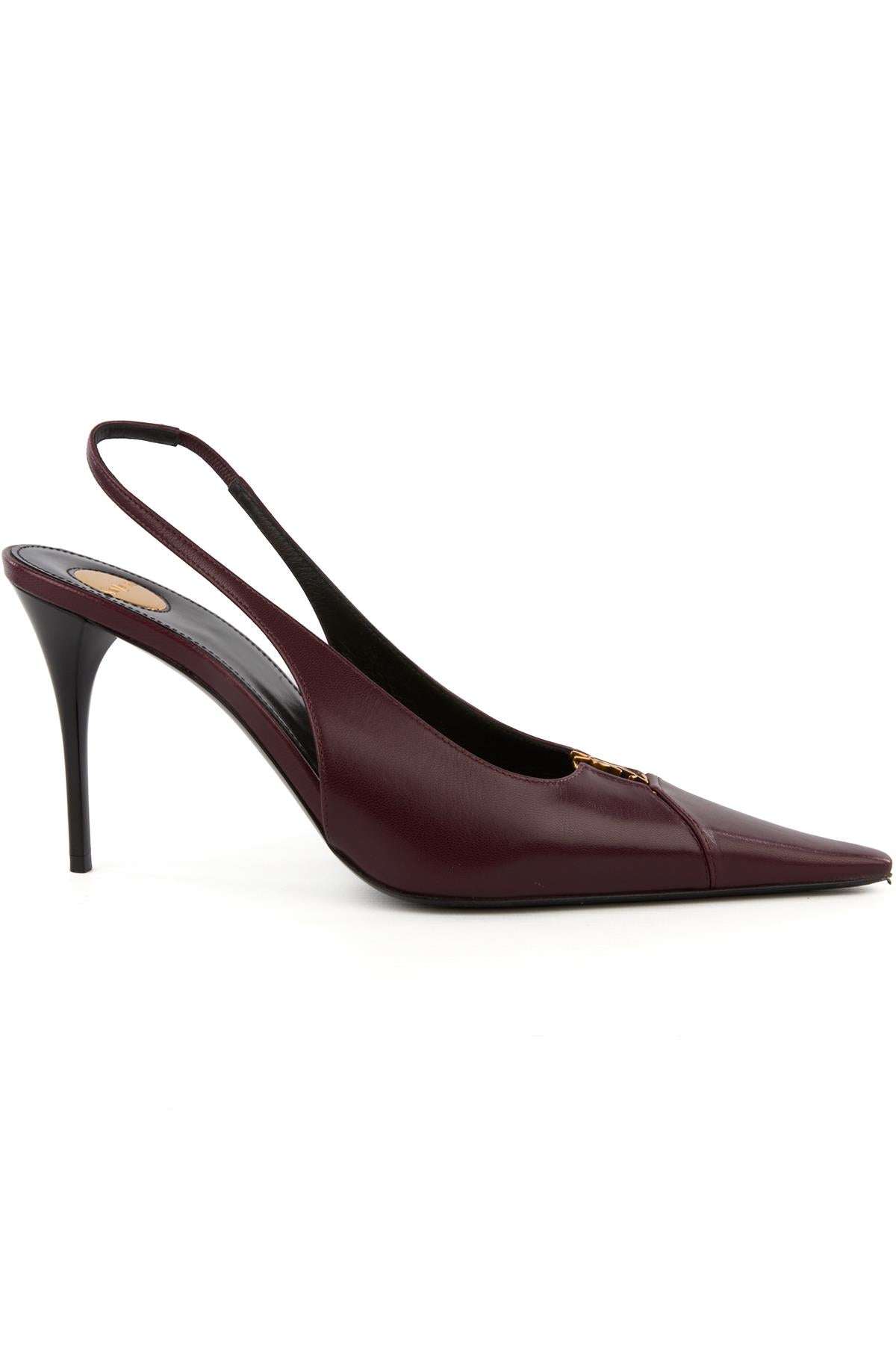 SAINT LAURENT MAROON LEATHER SLINGBACK PUMPS EU 39 UK 6 US 9