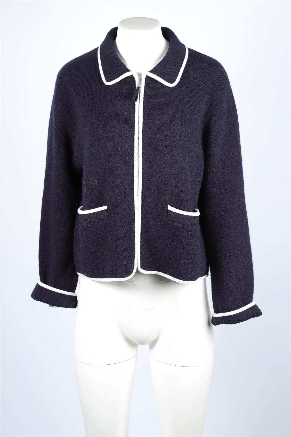 Allude Navy Cashmere Cardigan LARGE