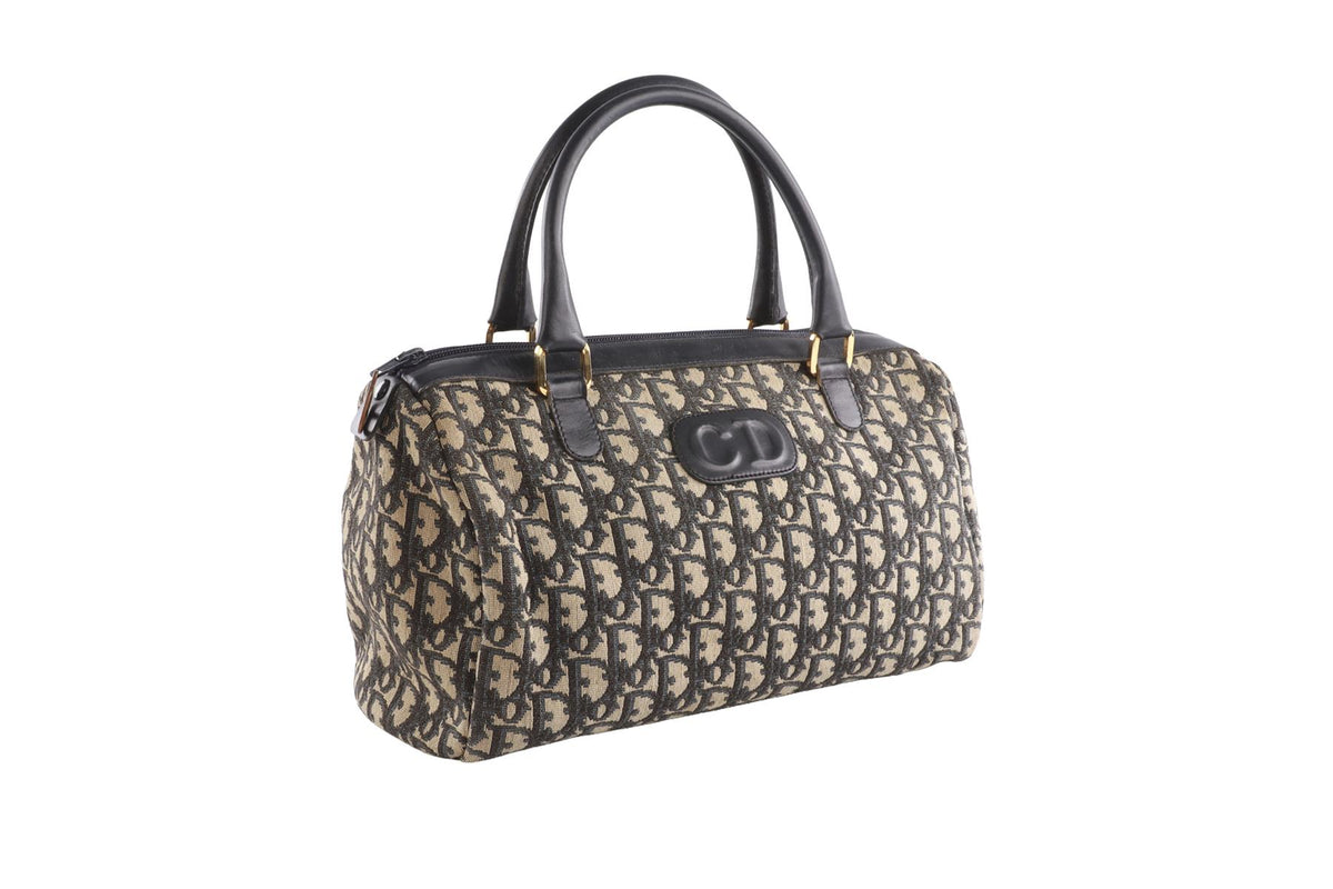 CHRISTIAN DIOR NAVY VINTAGE DIORISSIMO CANVAS TOTE BAG