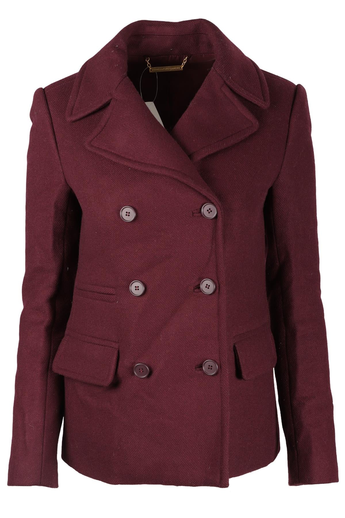 DIANE VON FURSTENBERG BURGUNDY WOOL JACKET US 2 UK 6