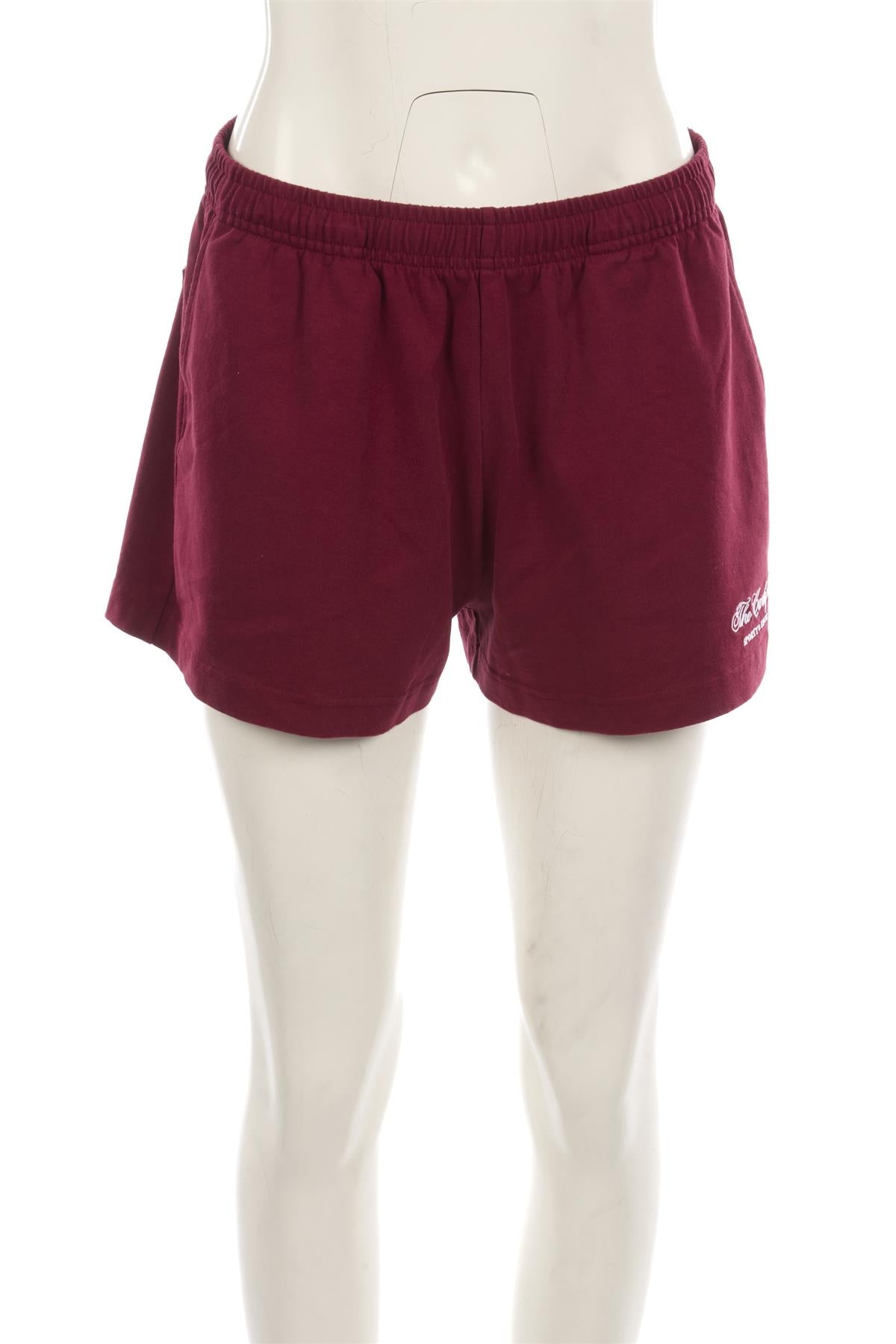 SPORTY & RICH + THE CARLYLE BURGUNDY COTTON SHORTS LARGE