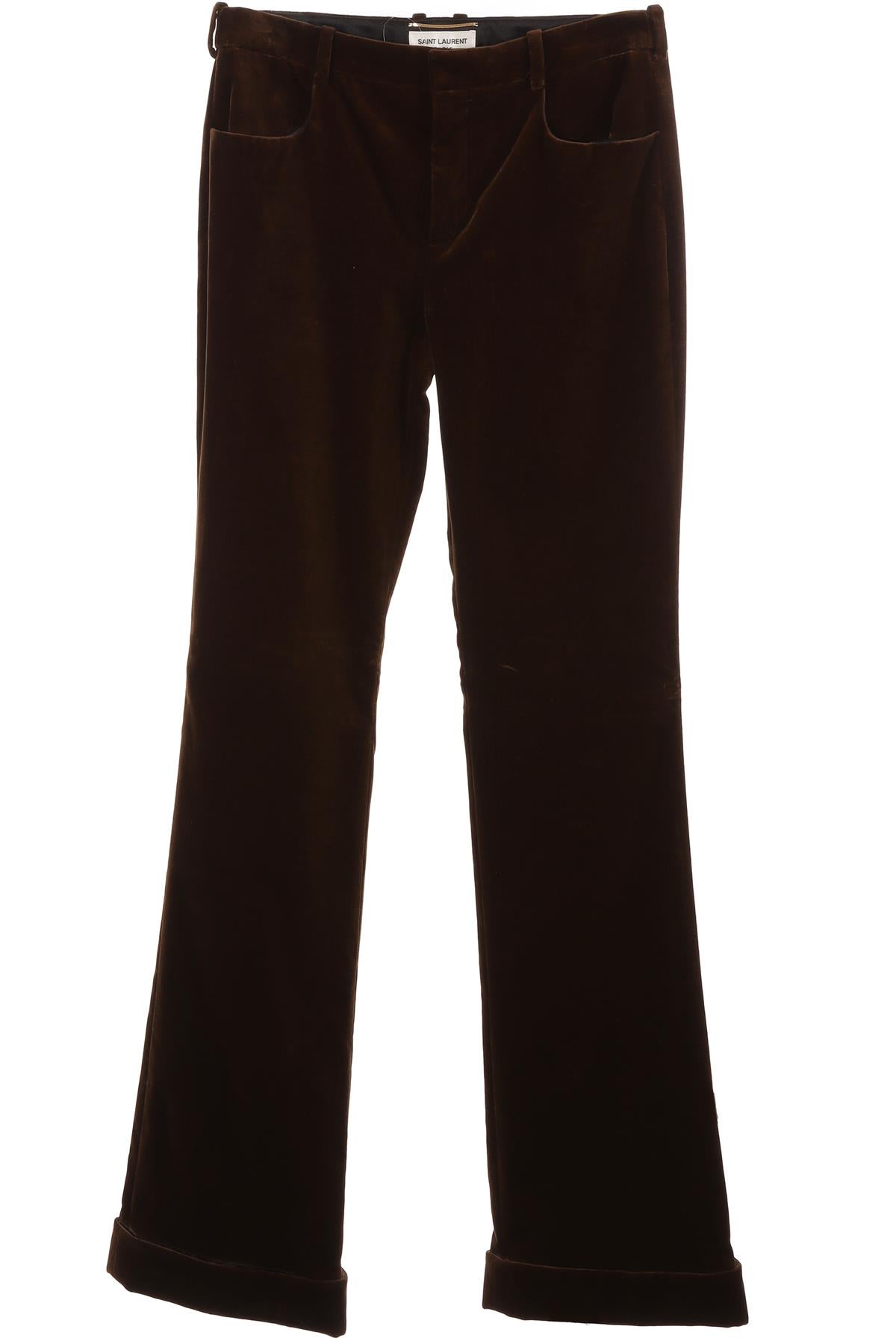 SAINT LAURENT GREEN VELVET STRAIGHT LEG PANTS FR 38 UK 10