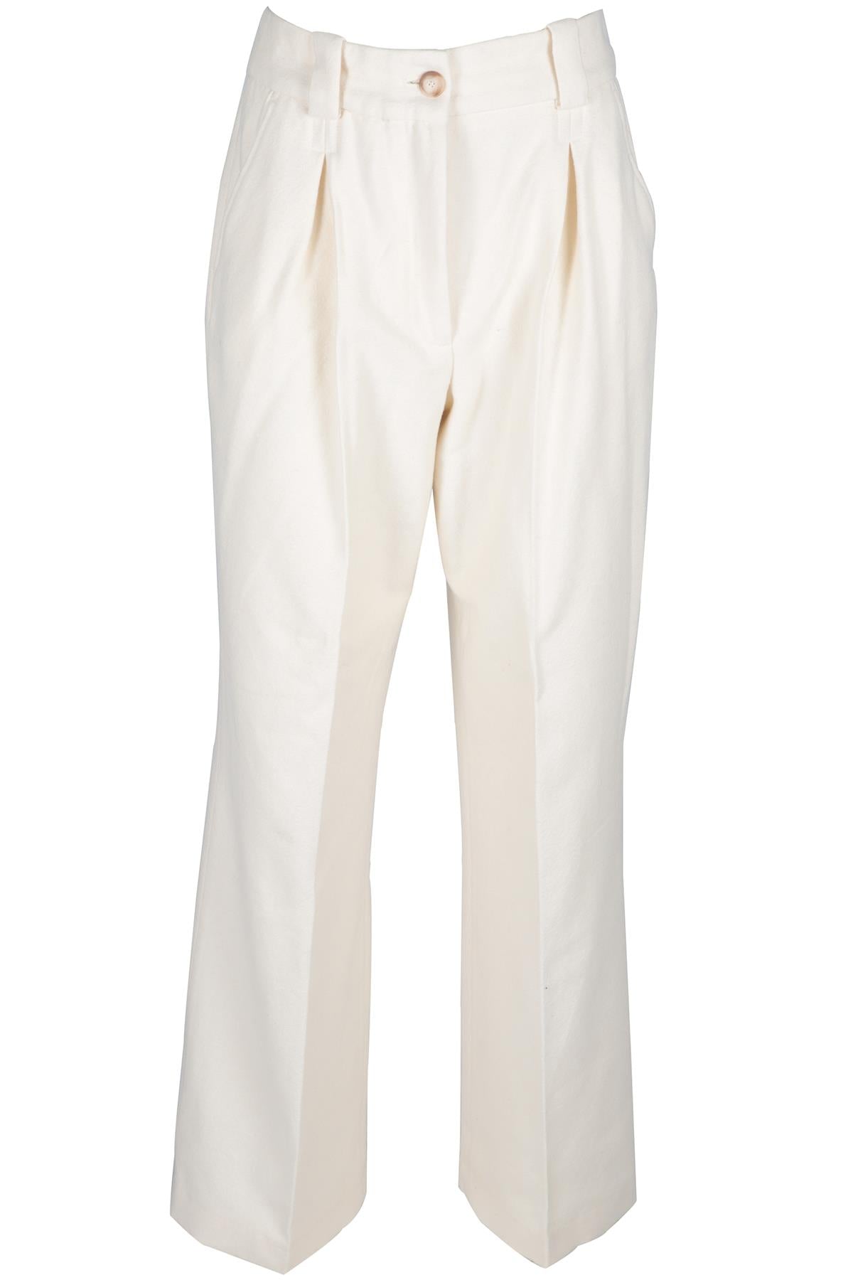 SEZANE CREAM WOOL WIDE LEG PANTS FR 38 UK 10