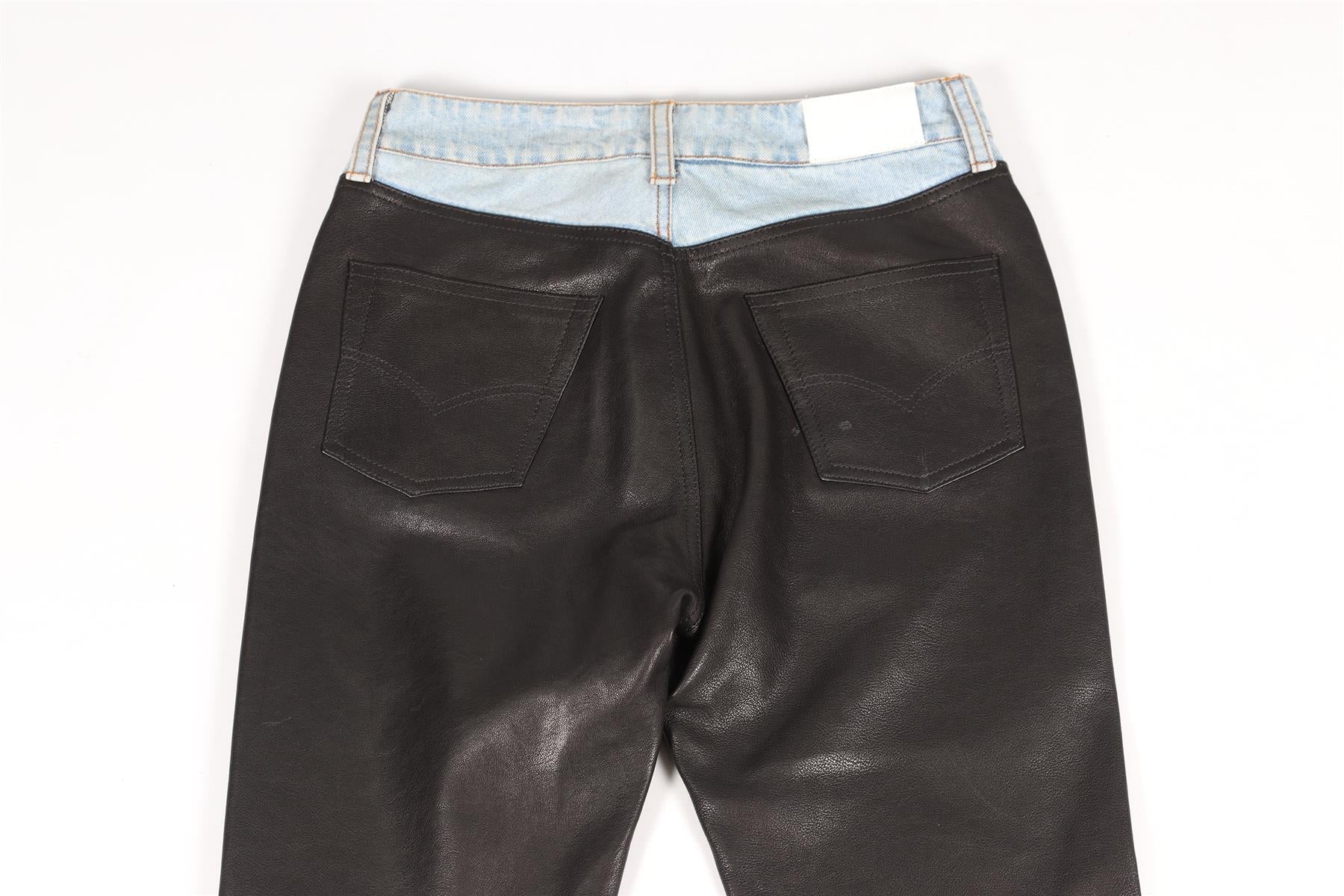 HALFBOY BLACK LEATHER STRAIGHT LEG PANTS SMALL