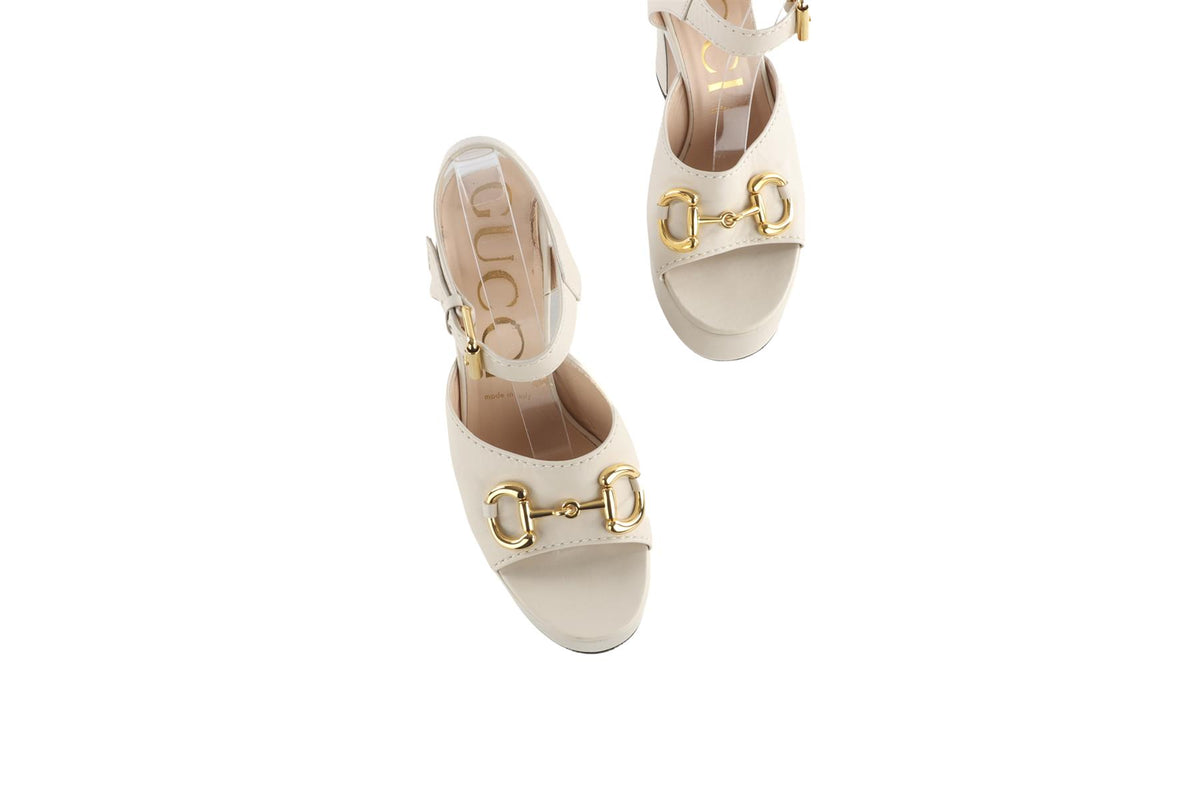 GUCCI IVORY LEATHER PLATFORM SANDALS EU 39 UK 6 US 9