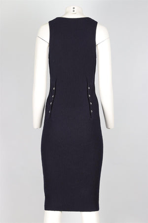 BOTTEGA VENETA BLUE KNIT MIDI DRESS LARGE