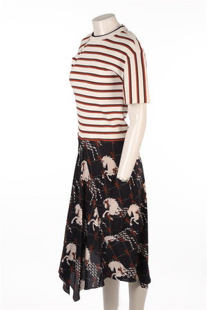 CHLOÉ MULTI SILK MIDI DRESS MEDIUM