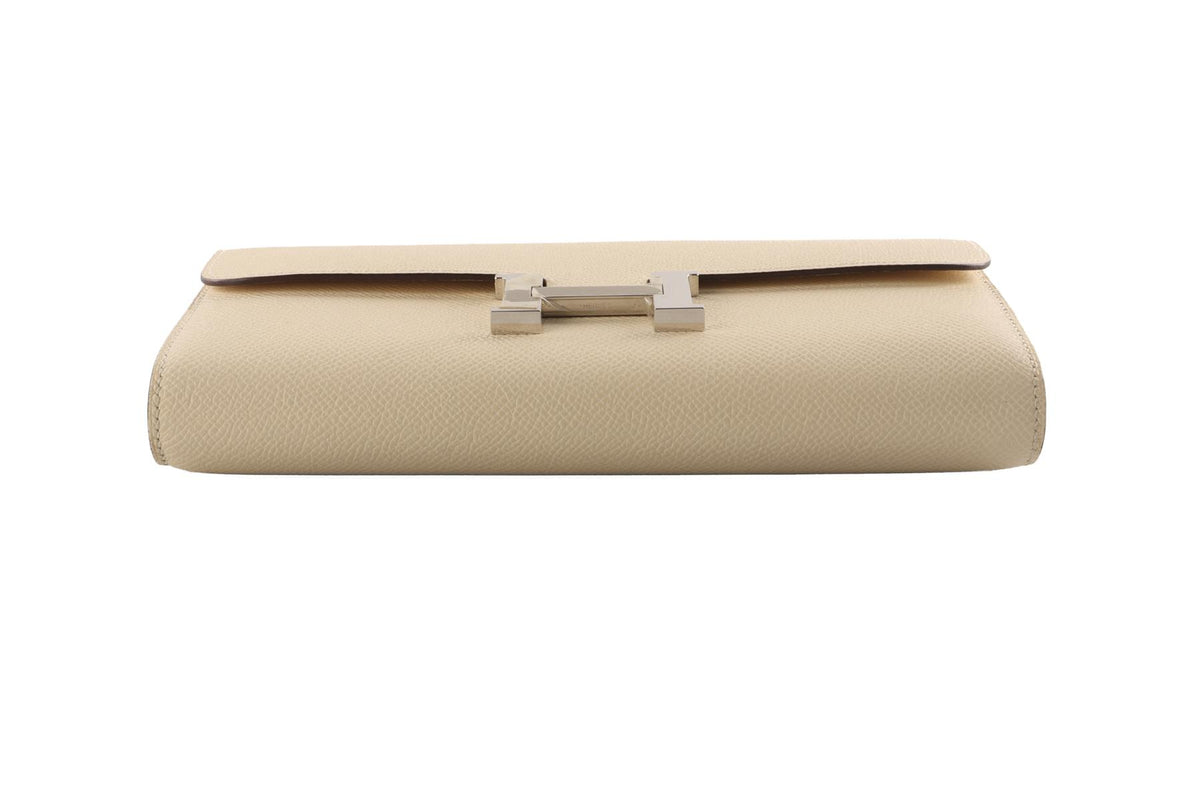 HERMÈS CREAM 2025 CONSTANCE TO GO EPSOM LEATHER WALLET IN NATA