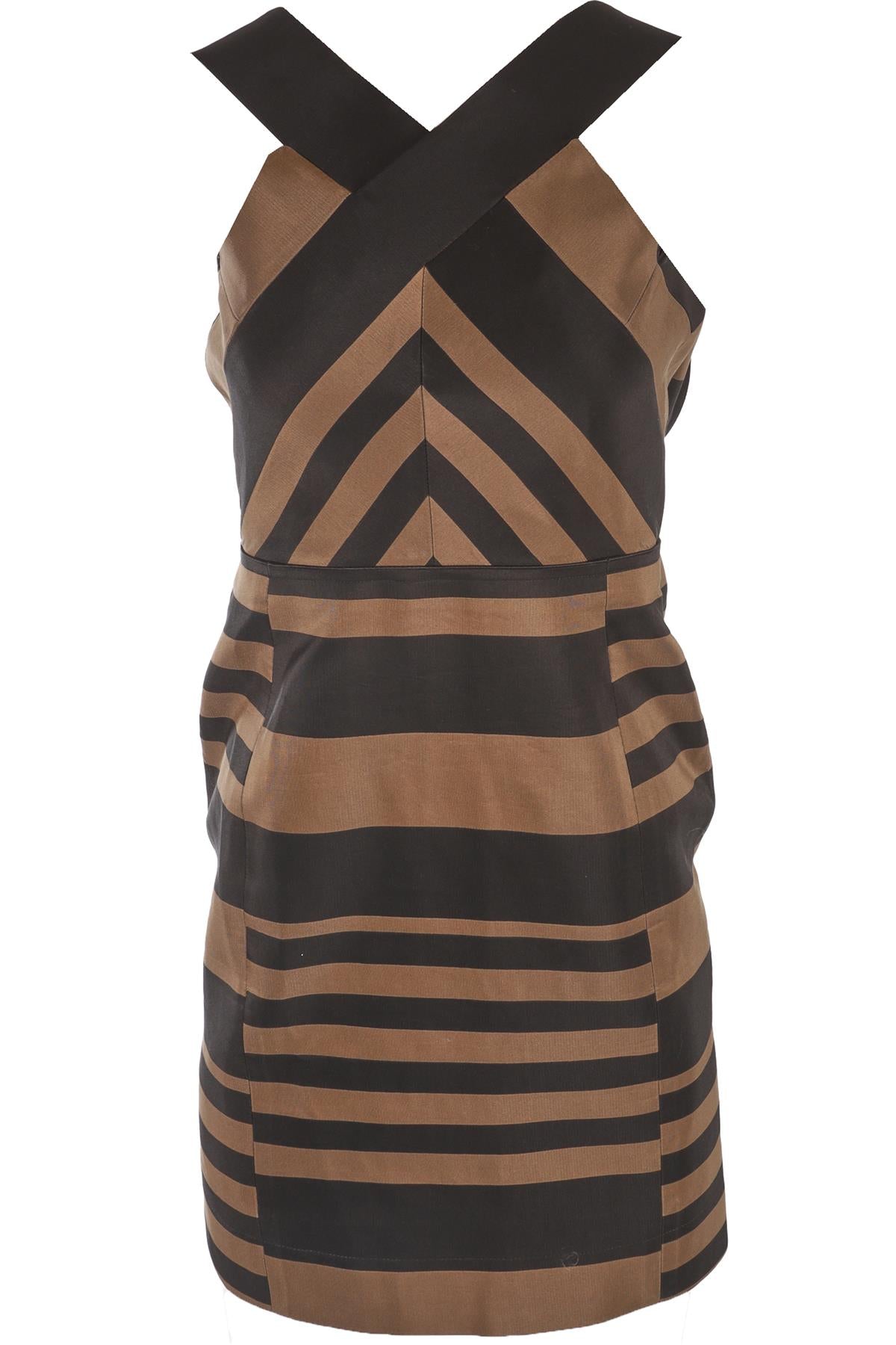 LANVIN BROWN COTTON MINI DRESS FR 36 UK 8