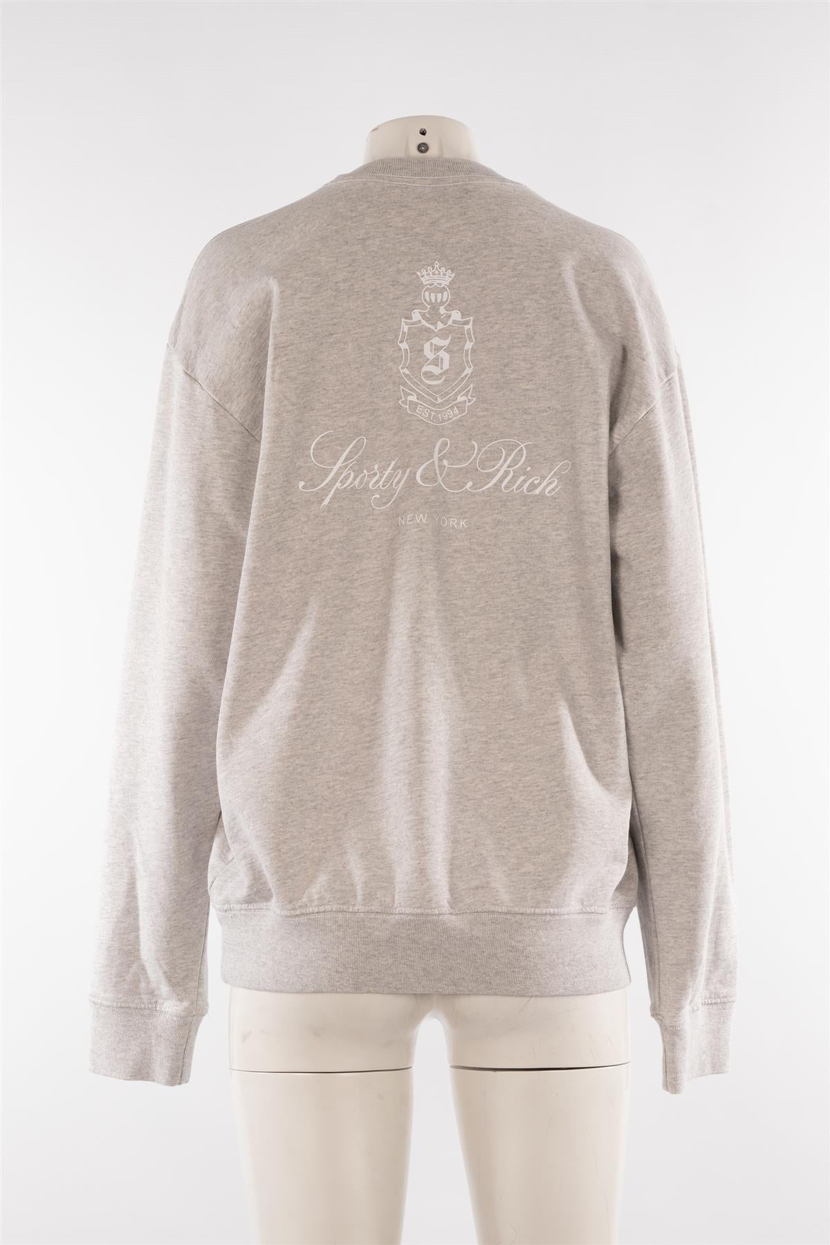 SPORTY & RICH GREY COTTON SWEATSHIRT MEDIUM