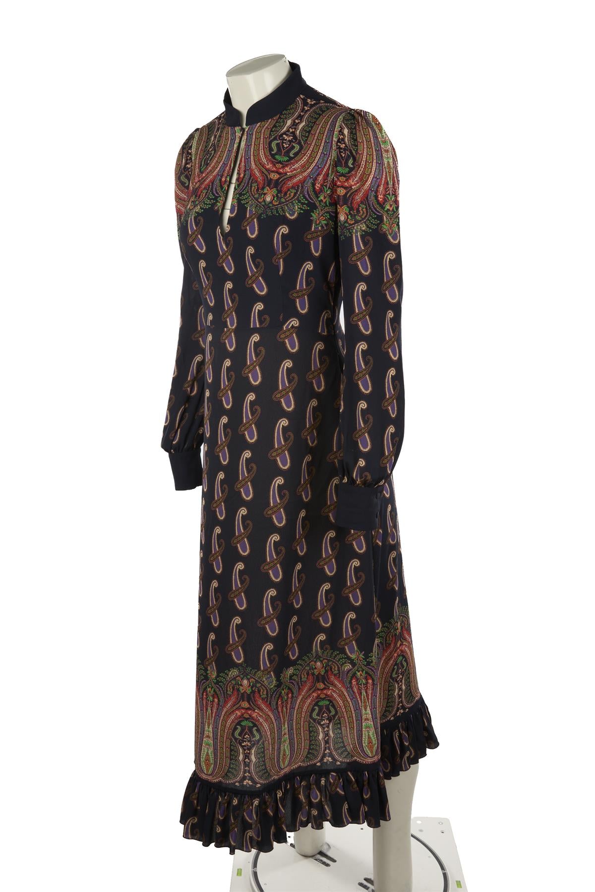 ETRO NAVY CREPE MAXI DRESS UK 10