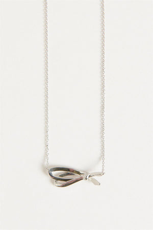 TIFFANY & CO. BOW 18K WHITE GOLD AND DIAMOND NECKLACE