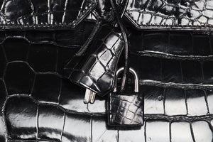 HERMÈS BLACK 2008 BIRKIN 40CM CROCODILE POROSUS BAG IN NOIR