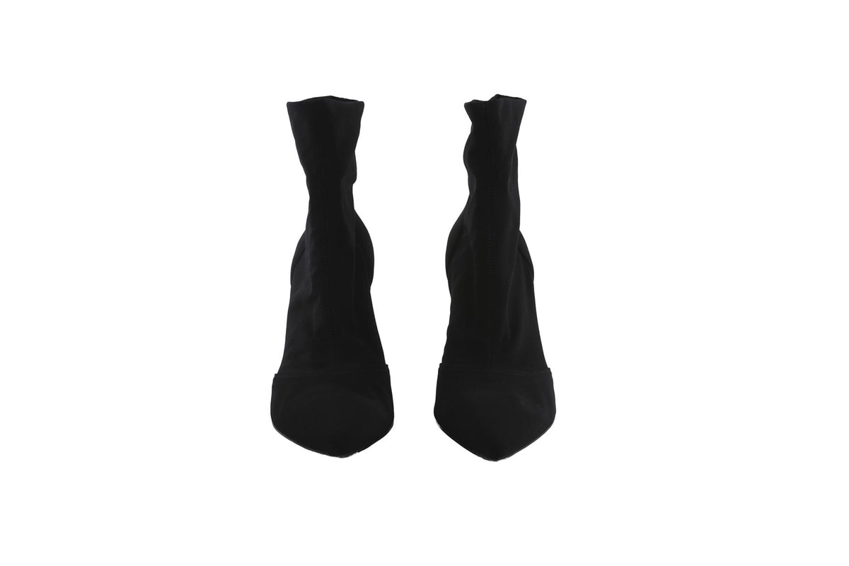 BLACK FABRIC ANKLE BOOTS