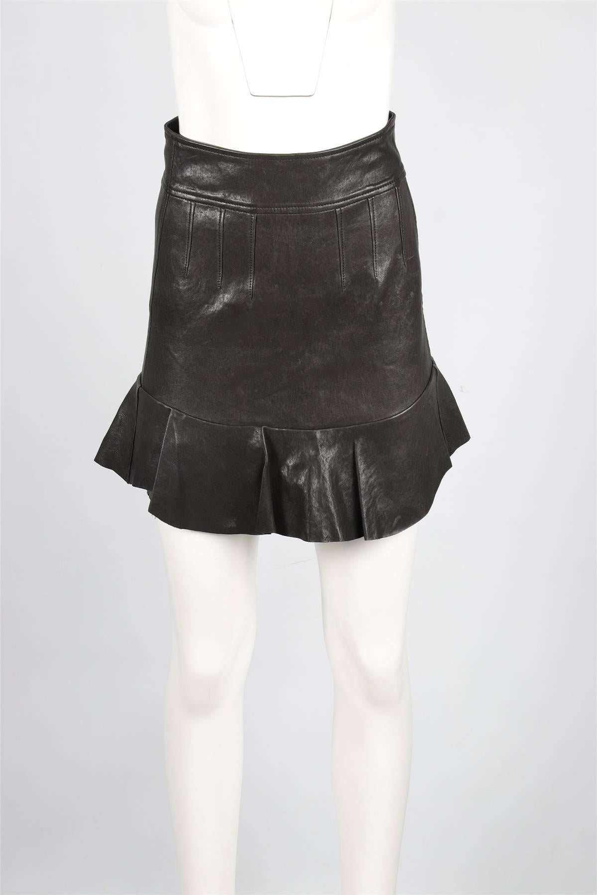 ISABEL MARANT BLACK LEATHER MINI SKIRT FR 36 UK 8