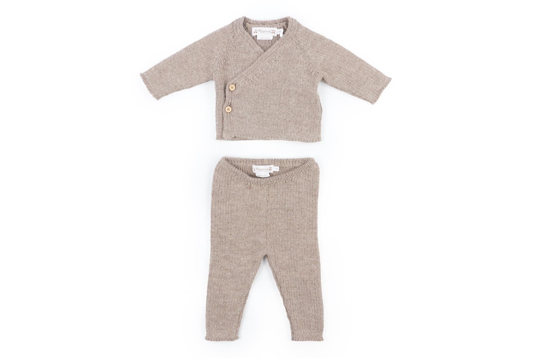 Bonpoint Taupe Kids Girls Knit Set 3 Months