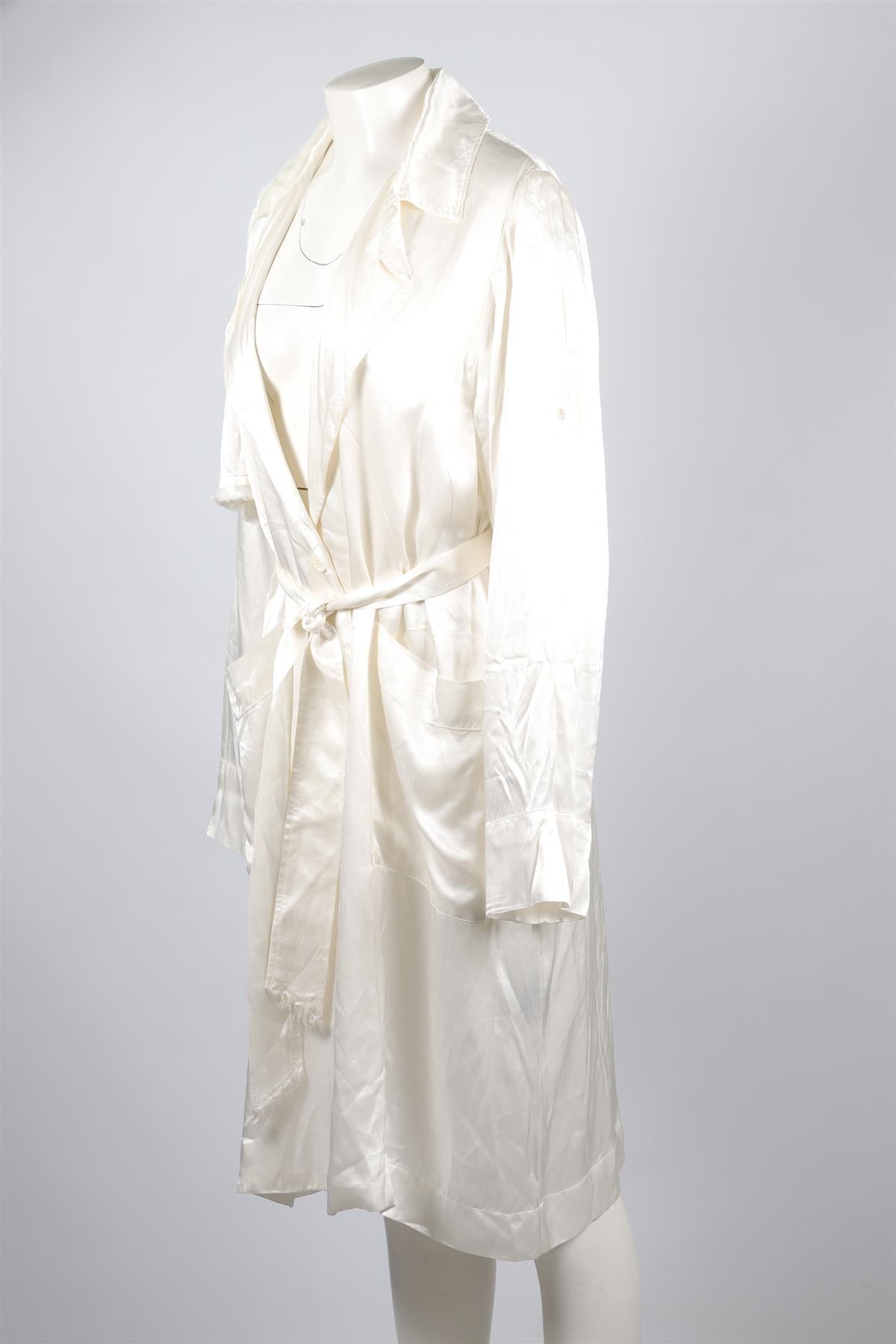 RAQUEL ALLEGRA WHITE SATIN TRENCH COAT UK 6