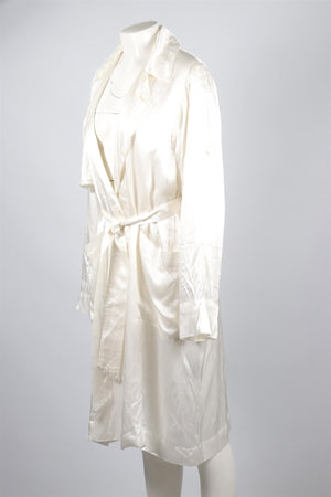 RAQUEL ALLEGRA WHITE SATIN TRENCH COAT UK 6