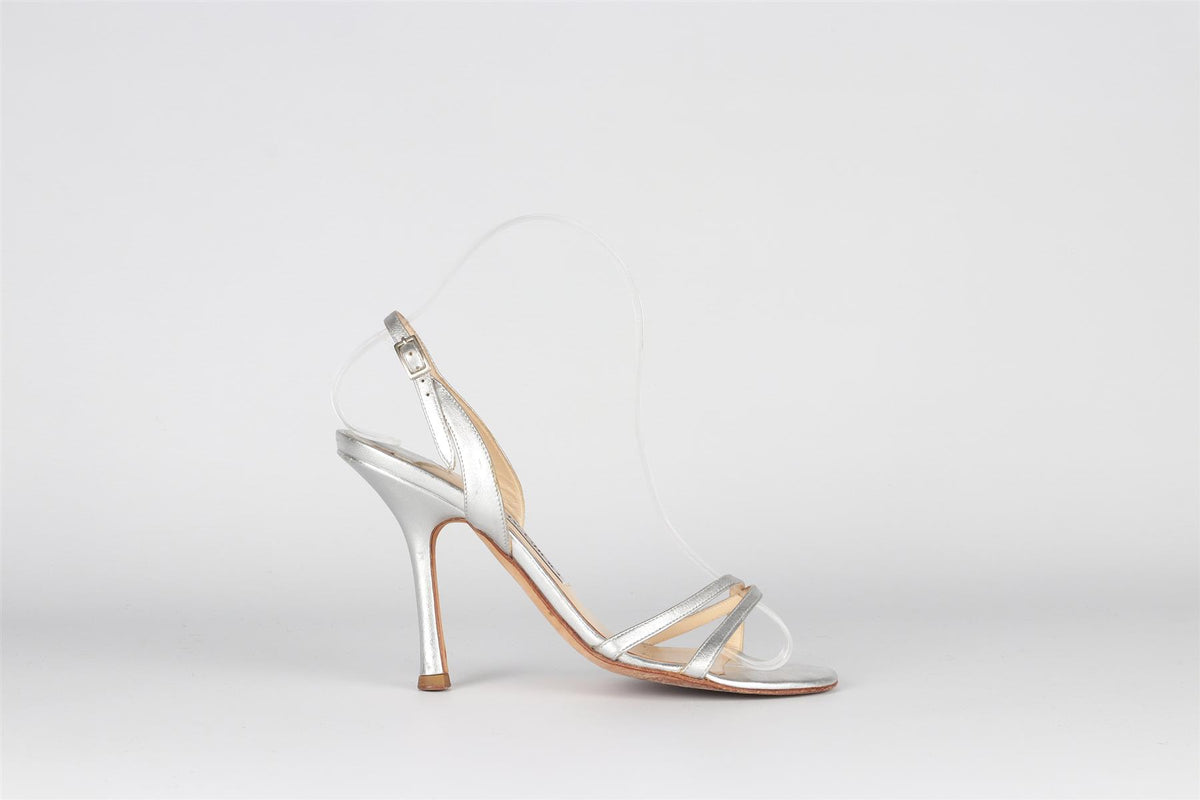 JIMMY CHOO SILVER LEATHER SANDALS EU 35.5 UK 2.5 US 5.5