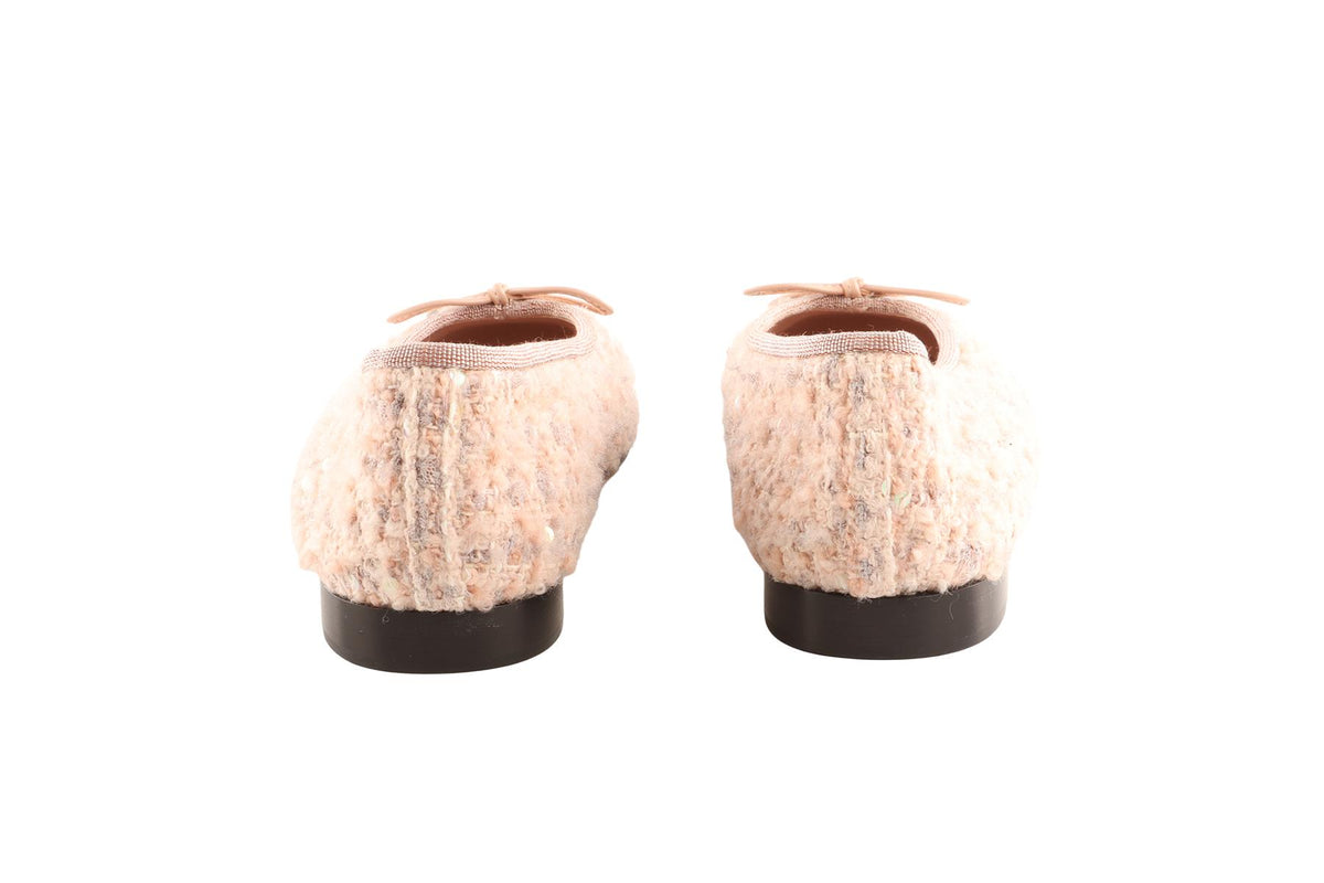 CHANEL PINK TWEED BALLET FLATS EU 38 UK 5