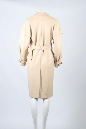 APPARIS BELTED DOUBLE BREASTED FAUX LEATHER TRENCH COAT XSMALL