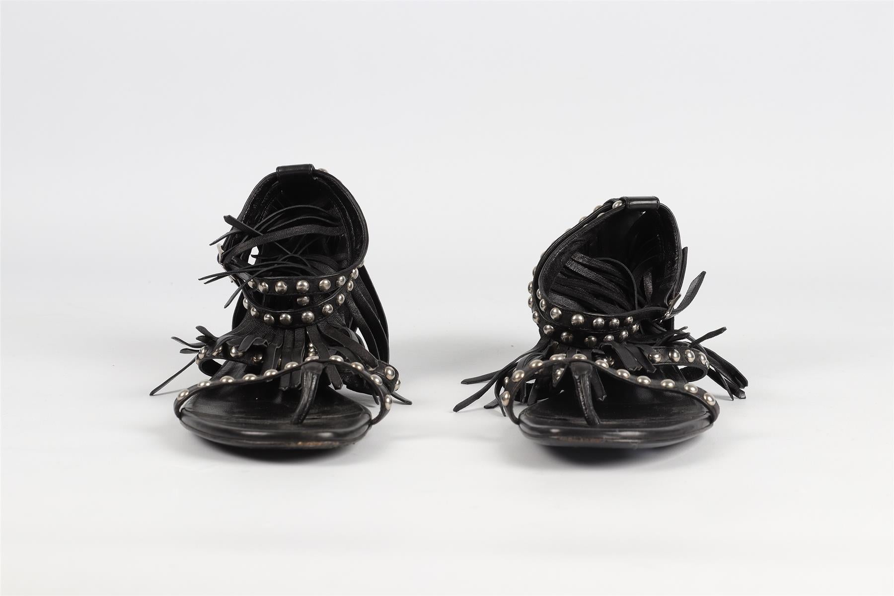 SAINT LAURENT BLACK LEATHER SANDALS EU 39 UK 6 US 9