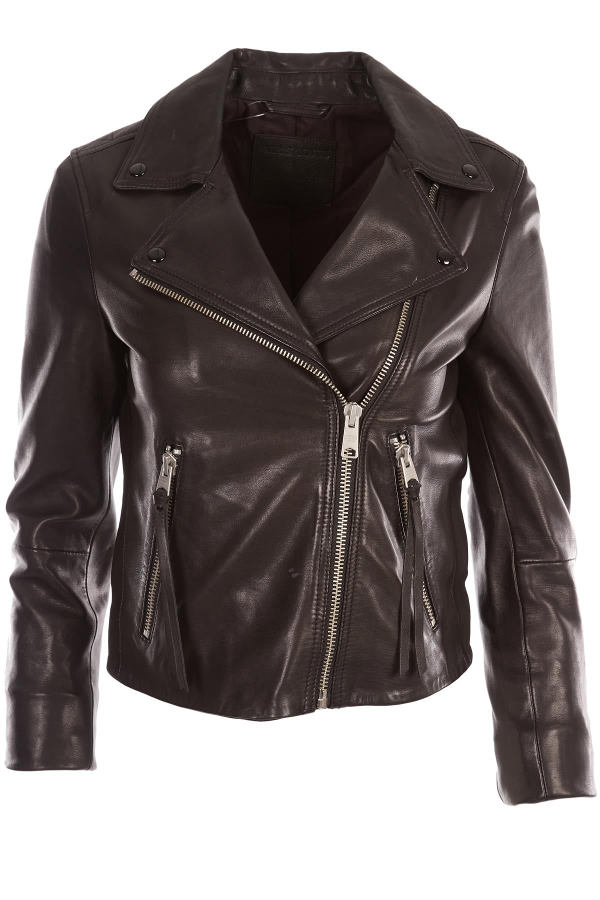 ALL SAINTS BLACK LEATHER JACKET UK 8