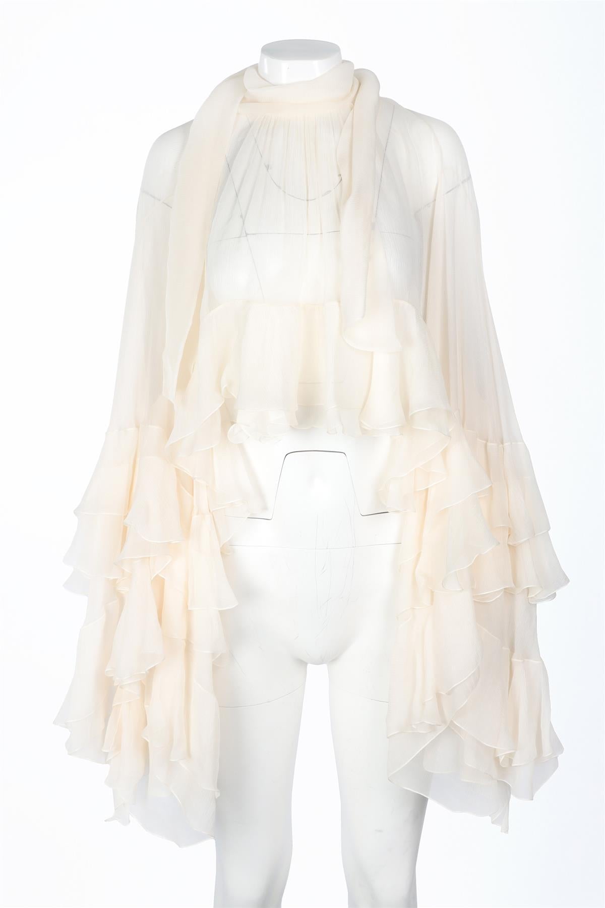 CHLOÉ CREAM SILK TOP FR 36 UK 8