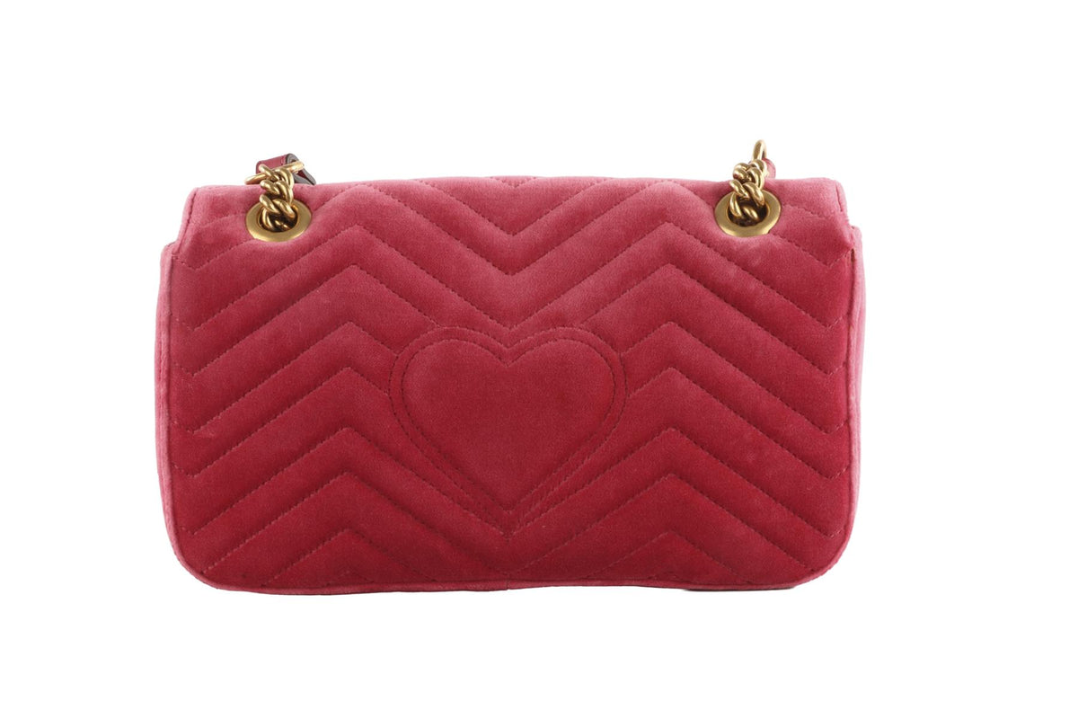 GUCCI PINK MARMONT VELVET SHOULDER BAG