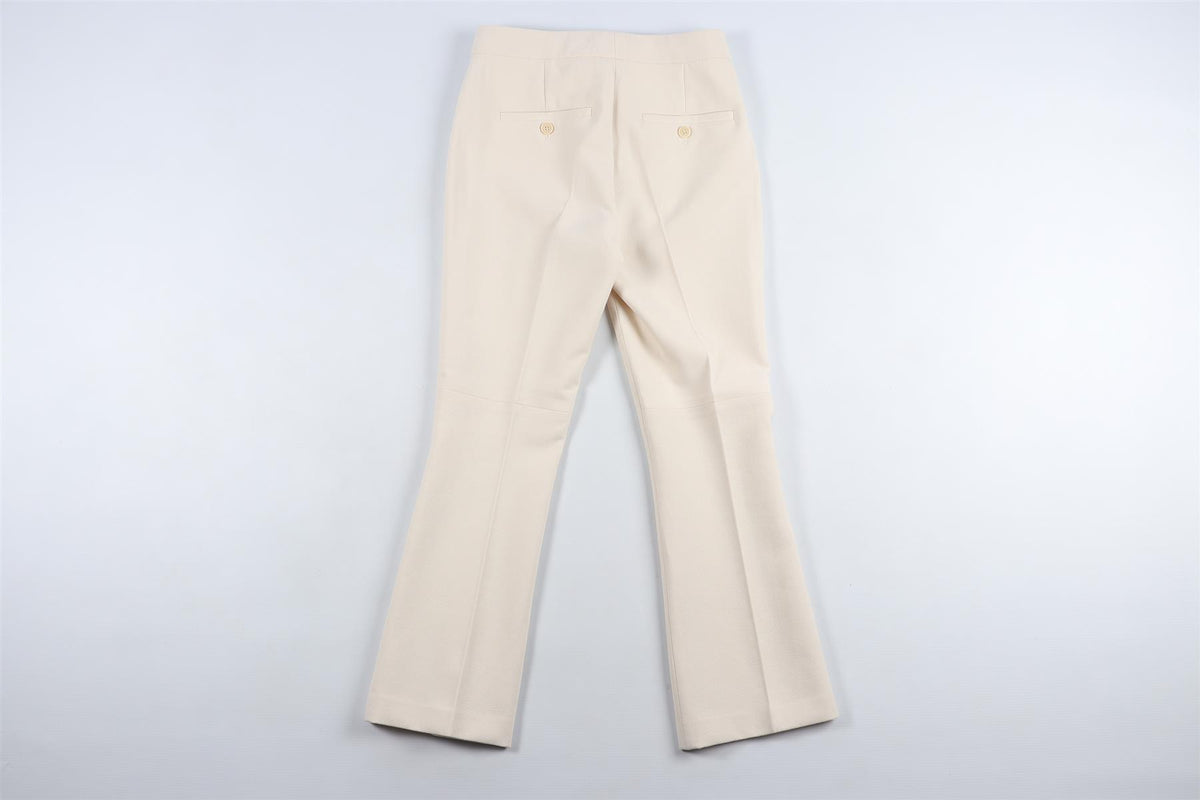 THEORY CREAM WOVEN STRAIGHT LEG TROUSERS US 0 UK 4