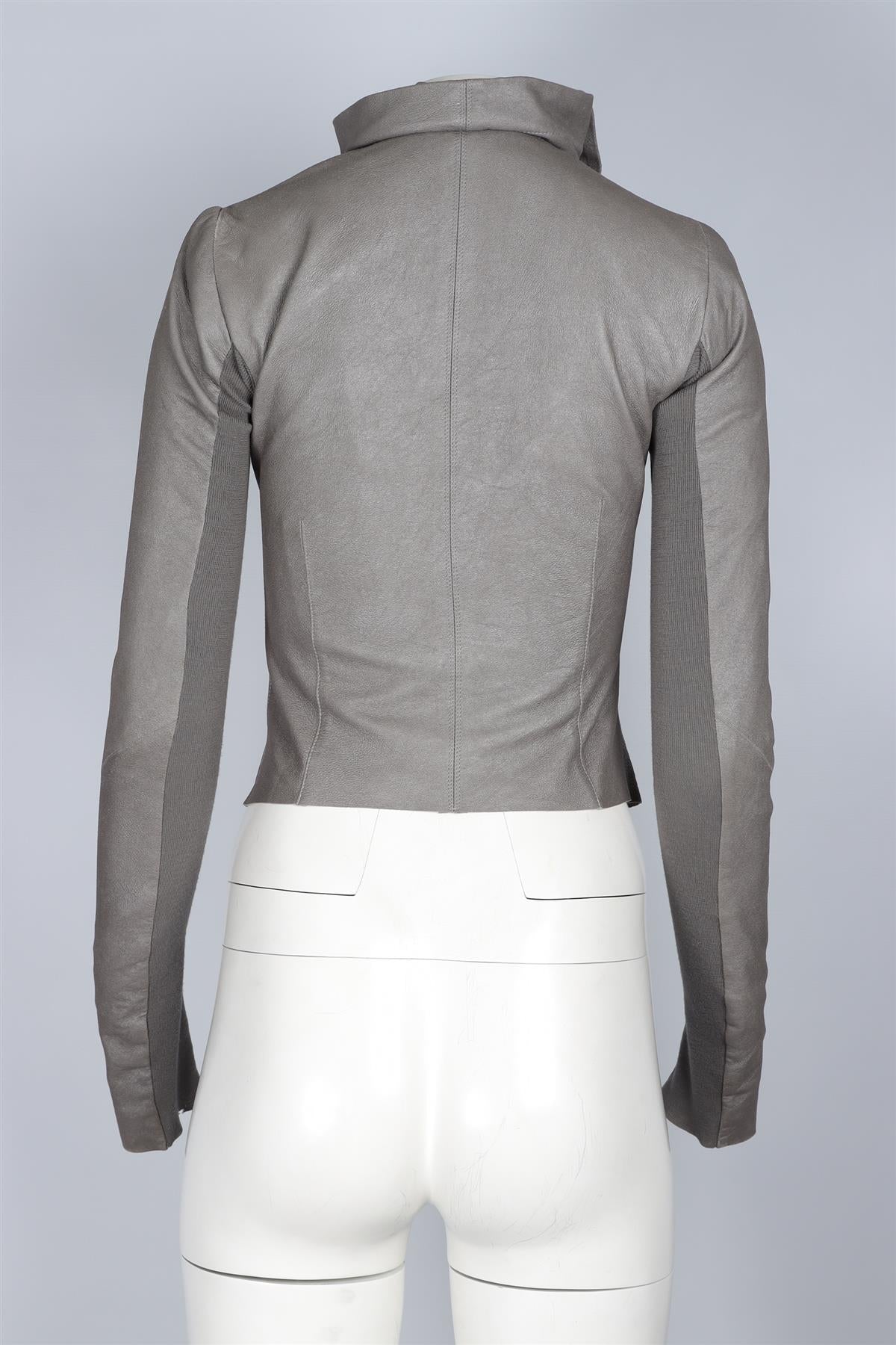 RICK OWENS GREY LEATHER JACKET IT 38 UK 6