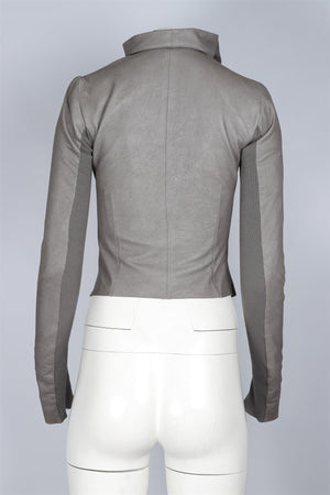 RICK OWENS GREY LEATHER JACKET IT 38 UK 6