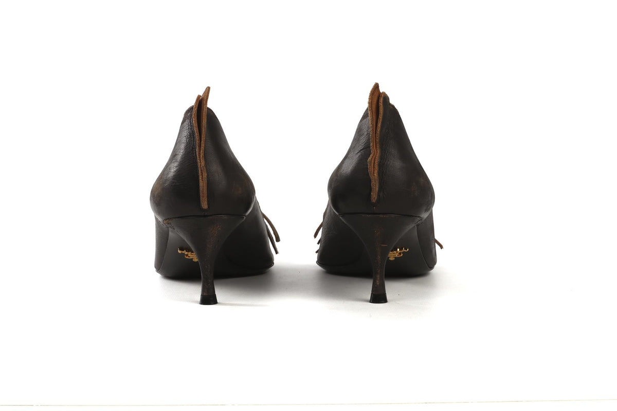 PRADA BLACK 2025 LEATHER PUMPS EU 39 UK 6 US 9