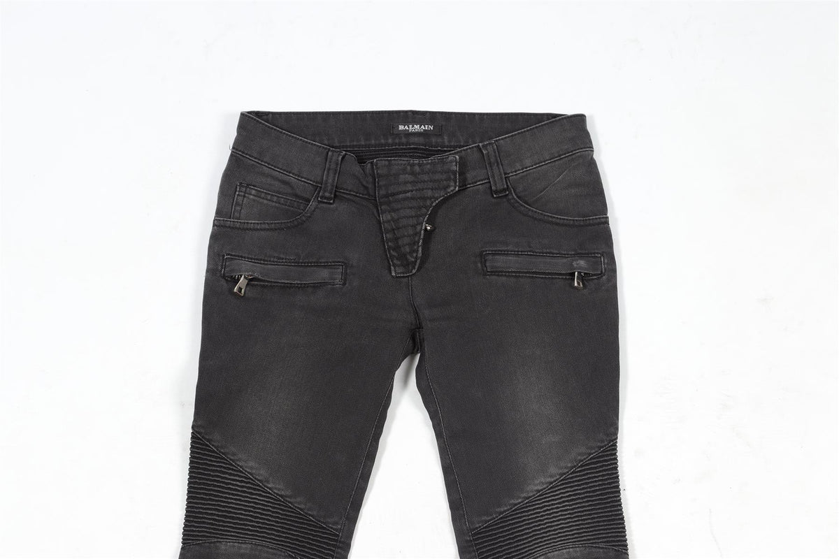 BALMAIN GREY LOW RISE SKINNY JEANS FR 34 UK 6