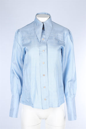GUCCI BLUE SILK SHIRT IT 38 UK 6