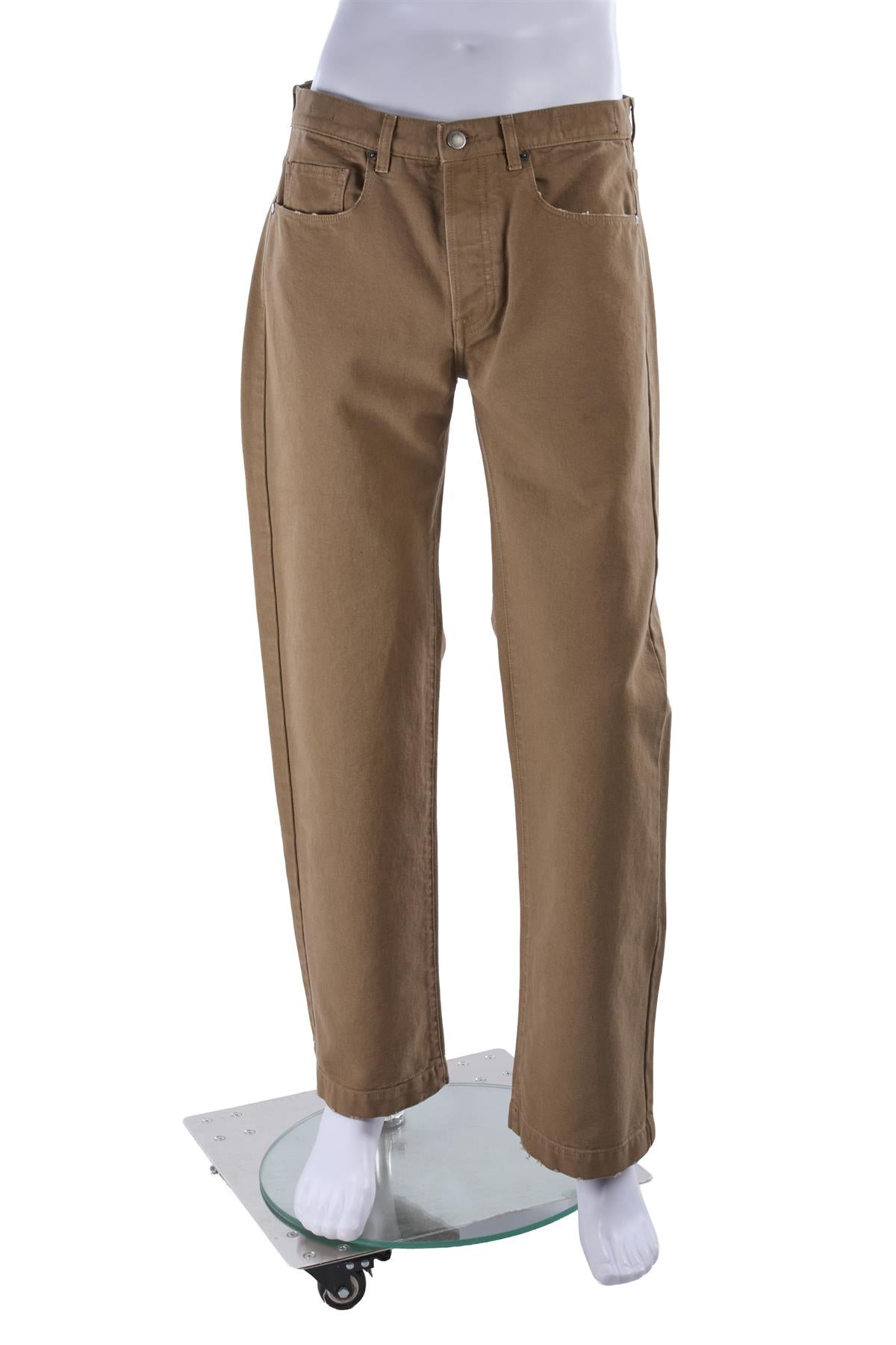 BROWN MEN'S COTTON STRAIGHT LEG PANTS