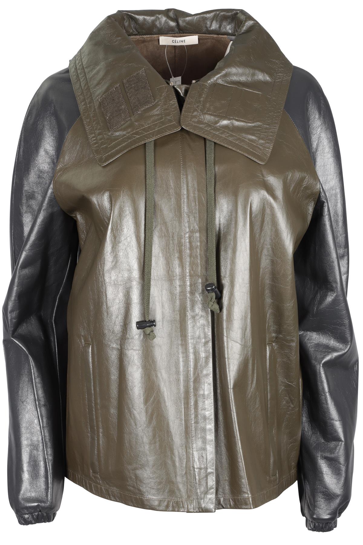 CELINE GREEN LEATHER JACKET FR 38 UK 10