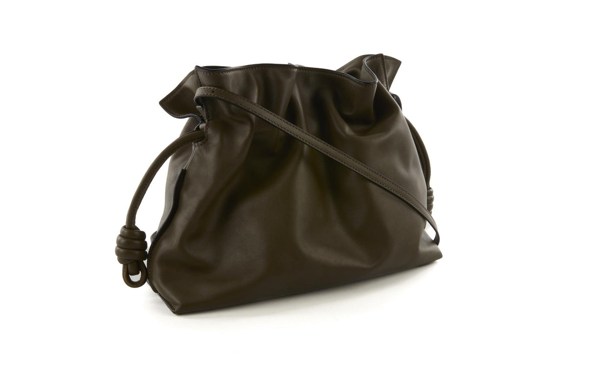 LOEWE KHAKI FLAMENCO MEDIUM LEATHER CLUTCH