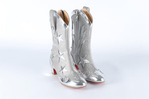 CHRISTIAN LOUBOUTIN SILVER KIDS GIRLS GIDDY BOOTS EU 27 UK 9 US 10