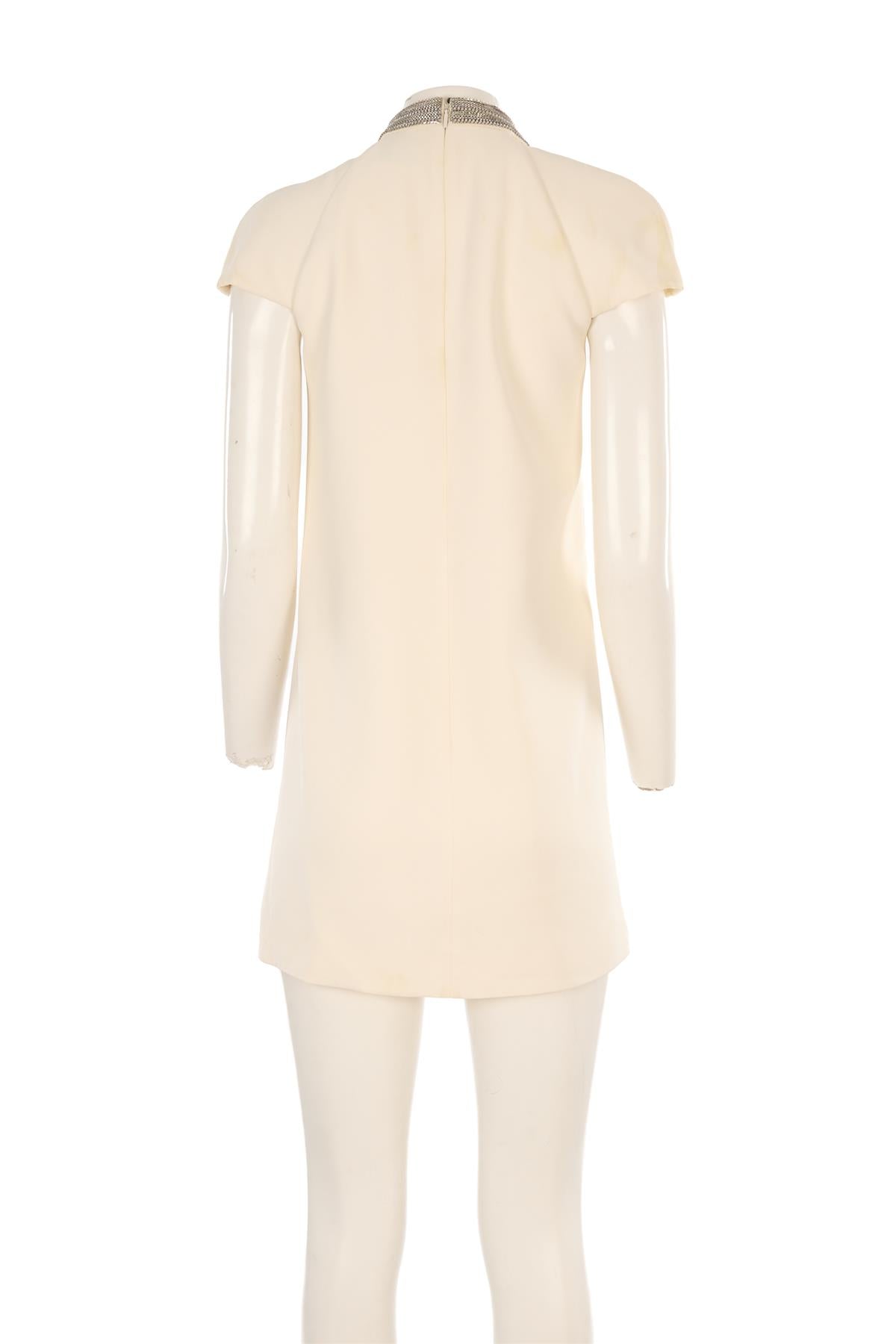 SAINT LAURENT CREAM SILK MIDI DRESS FR 38 UK 10