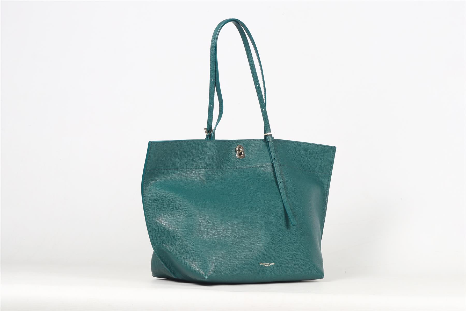 GIANFRANCO LOTTI GREEN LEATHER TOTE BAG