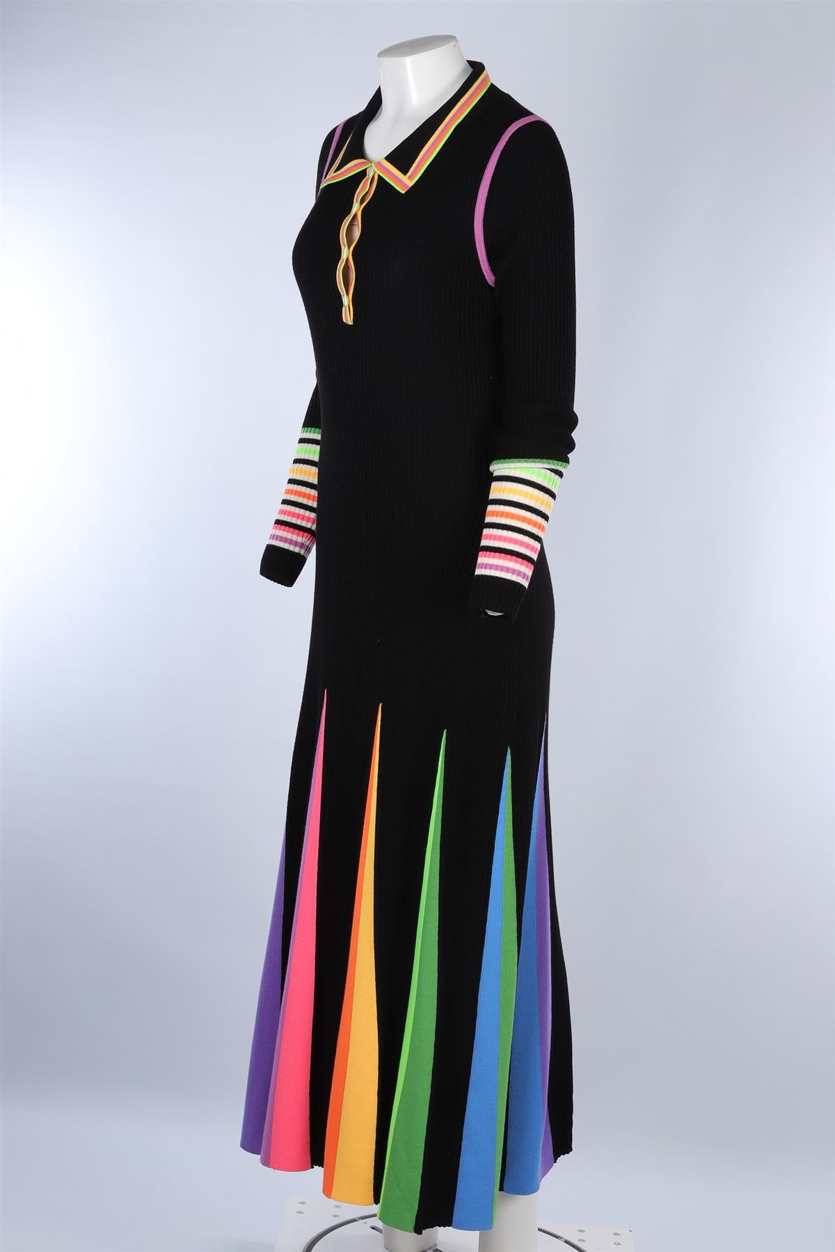 CHRISTOPHER JOHN ROGERS BLACK WOOL MAXI DRESS LARGE