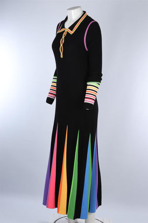 CHRISTOPHER JOHN ROGERS BLACK WOOL MAXI DRESS LARGE