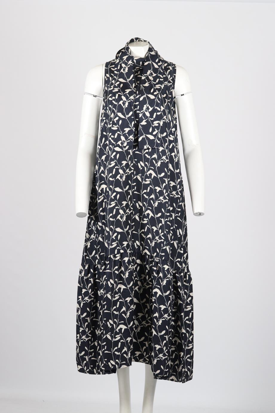 ASCENO PRINTED SILK MAXI DRESS SMALL