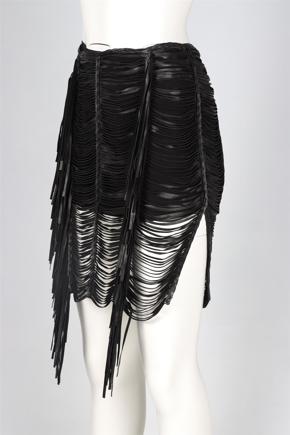 MAGDA BUTRYM BLACK LEATHER MINI SKIRT FR 36 UK 8